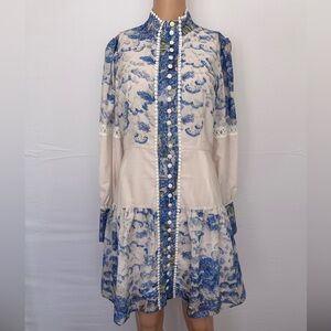 Blue and White Patterned Dress